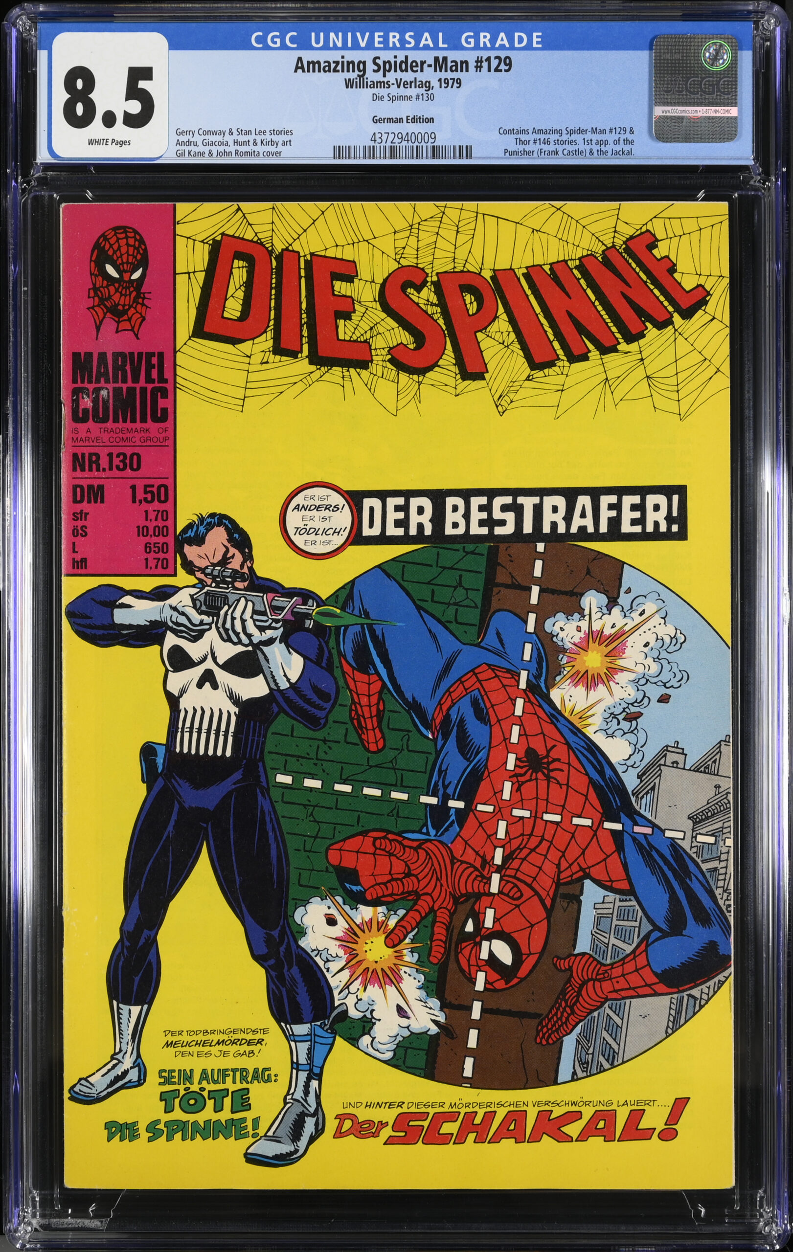 Amazing Spider-Man ## 129 /Die Spinne # 130, Williams 1979, CGC 8.5, 1st app The Punisher, high grade (1)