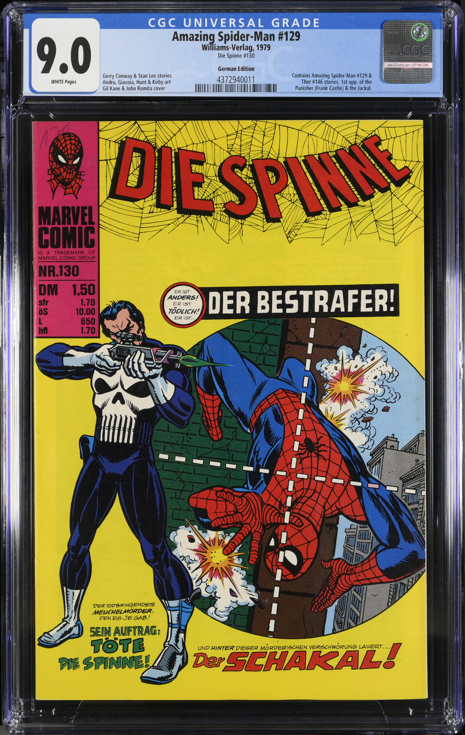 Amazing Spider-Man ## 129 /Die Spinne # 130, Williams 1979, CGC 9.0, 1st app The Punisher, high grade (1)