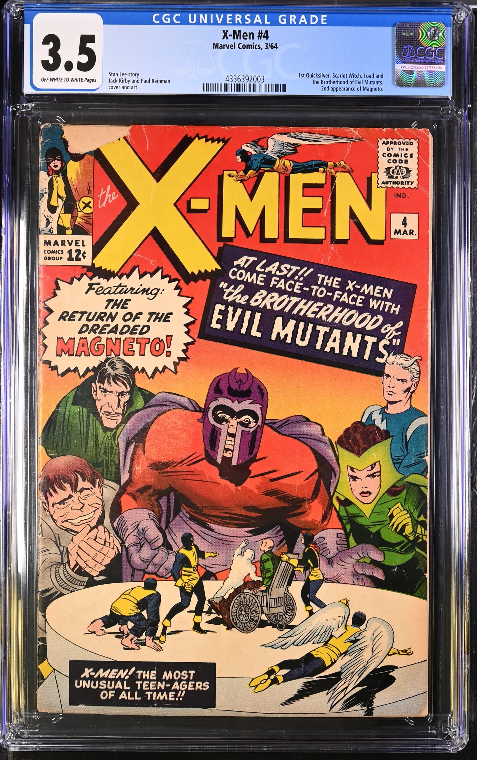 X-Men # 04, Marvel 3/1964, CGC 3.5, 2nd app. of Magneto & 1st Brotherhood of Evil Mutants