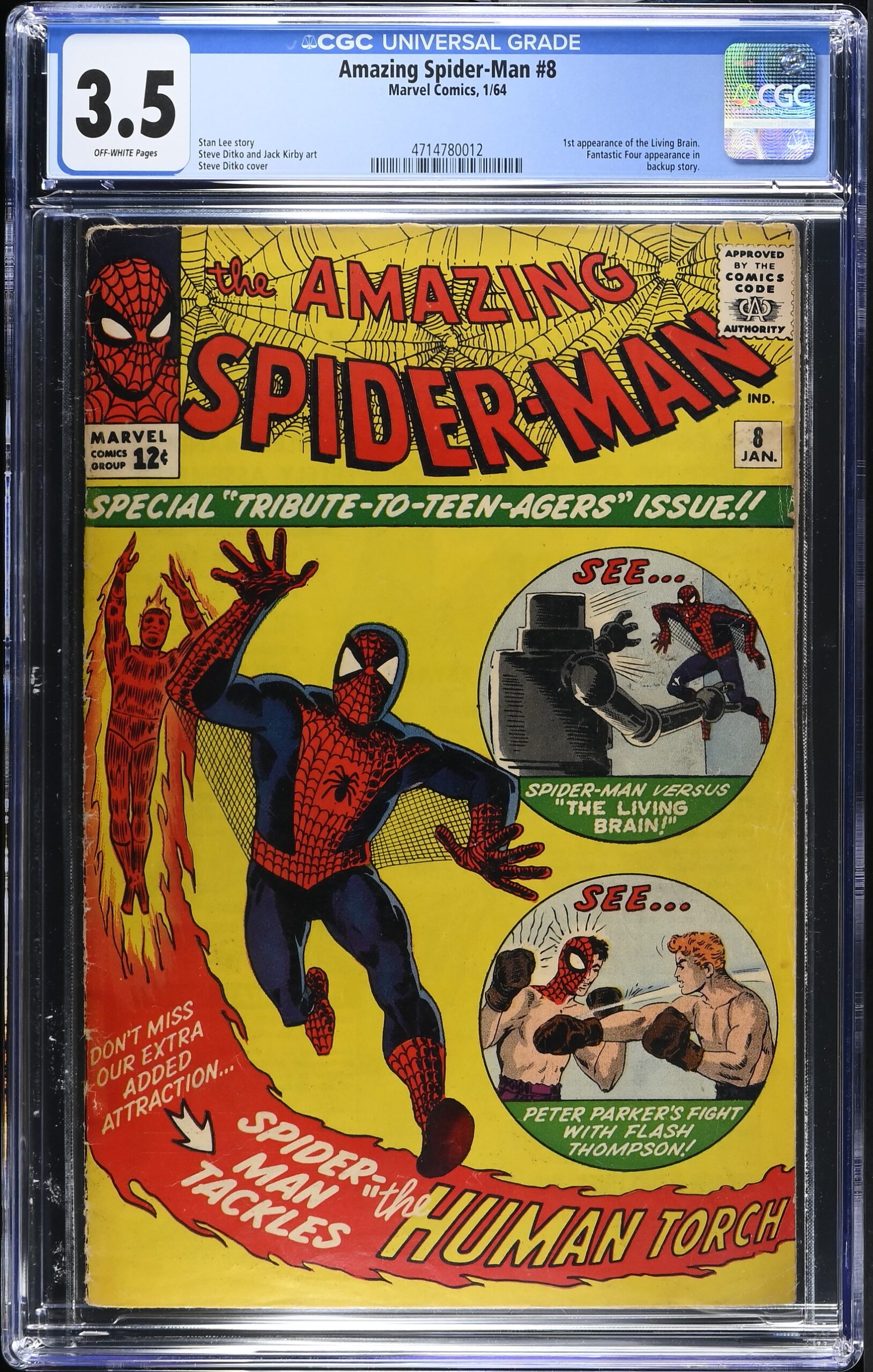 Amazing Spider-Man # 08, Marvel 1/1964, CGC 3.5, 1st appearance of the Living Brain